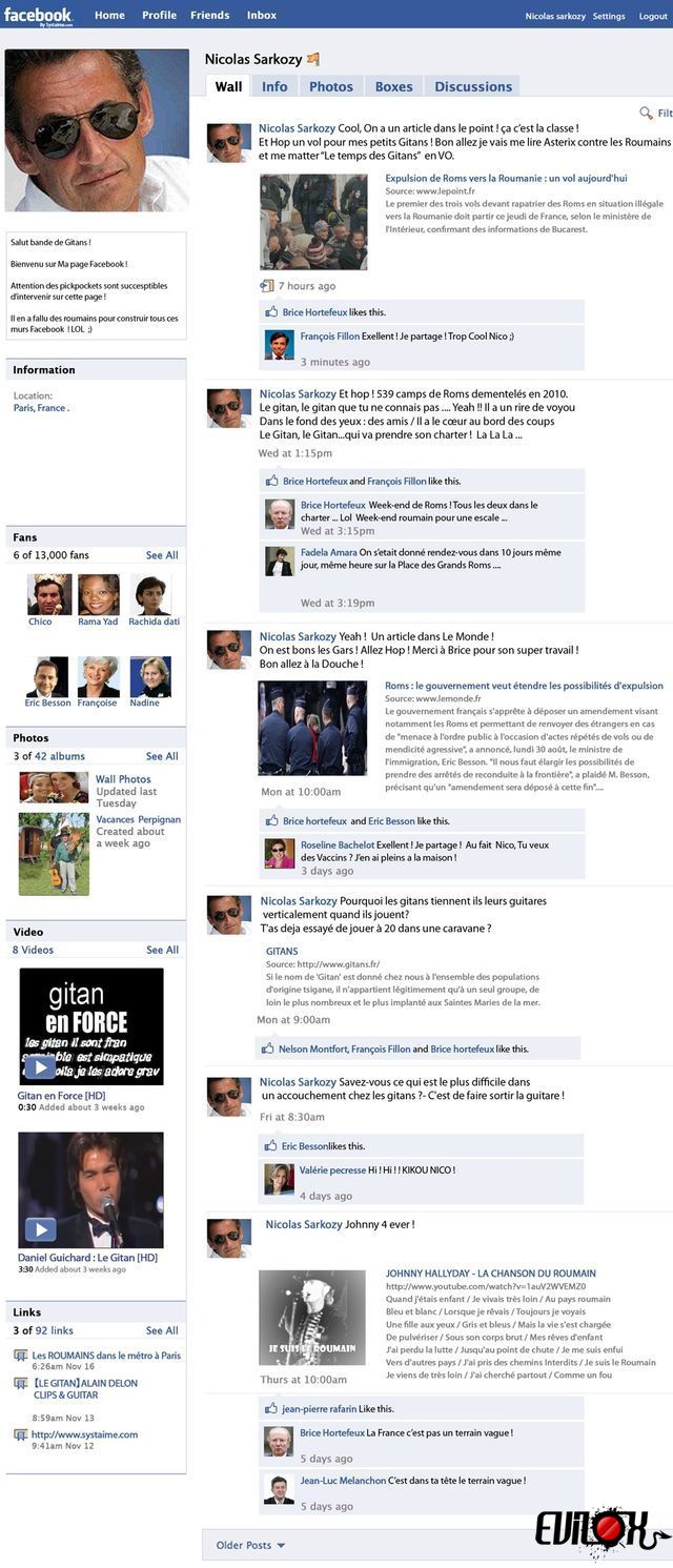 Facebook des Roms